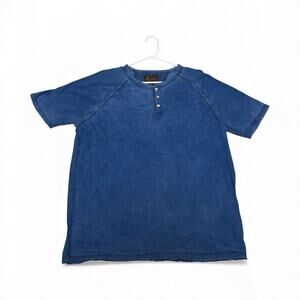 Lucky Brand Blue Henley Short Sleeve Tee Shirt Size XL